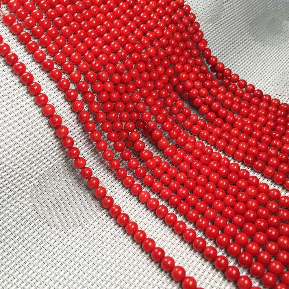 4080 Natural Round Coral Loose Beads red Coral Stone Beads 5.2mm 15 inch 3